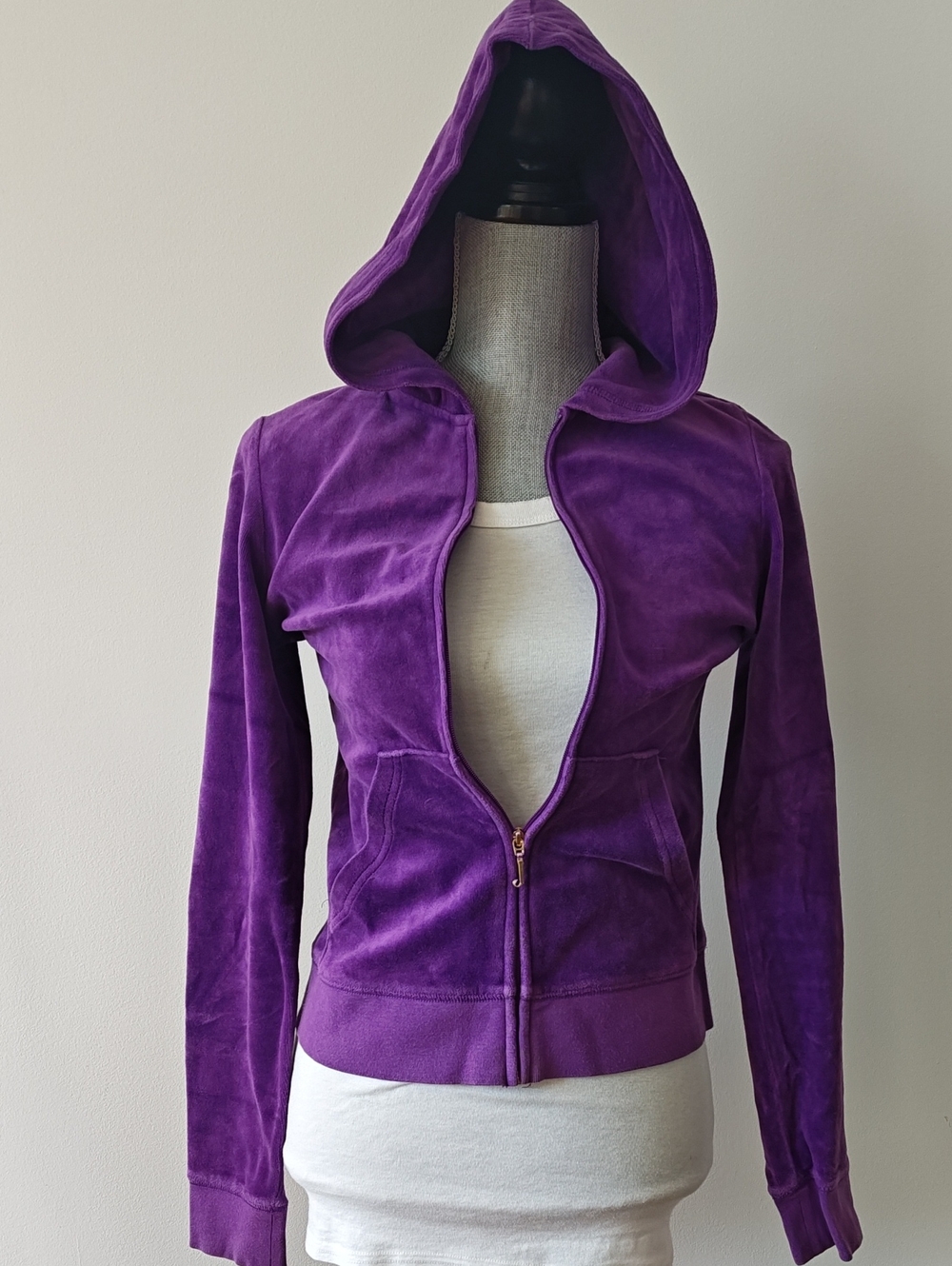 Juicy Couture Purple Velour Rhinestone Hoodie Size M
